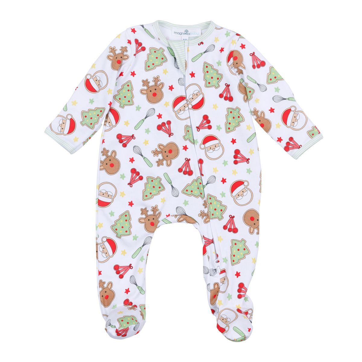 Festive Treats Pima Cotton Zipper Footie- 12 months