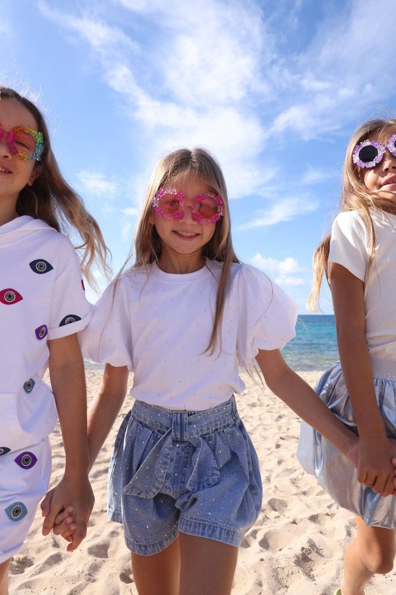 Sparkle Bow Denim Short