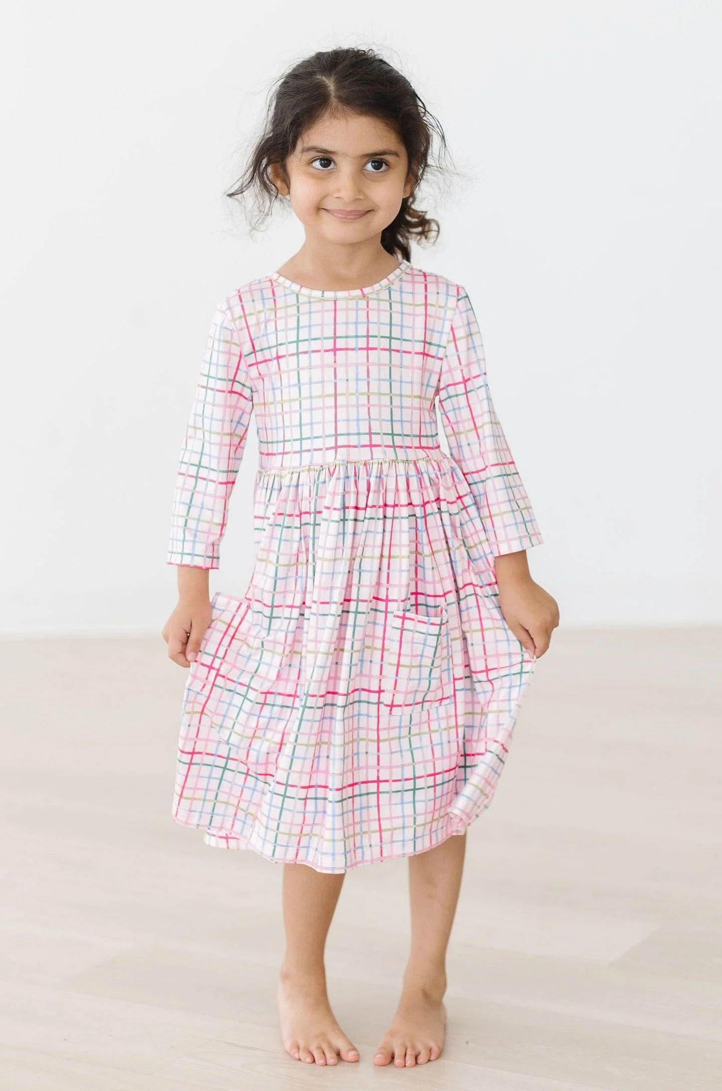 Pink Plaid Christmas Twirl Dress