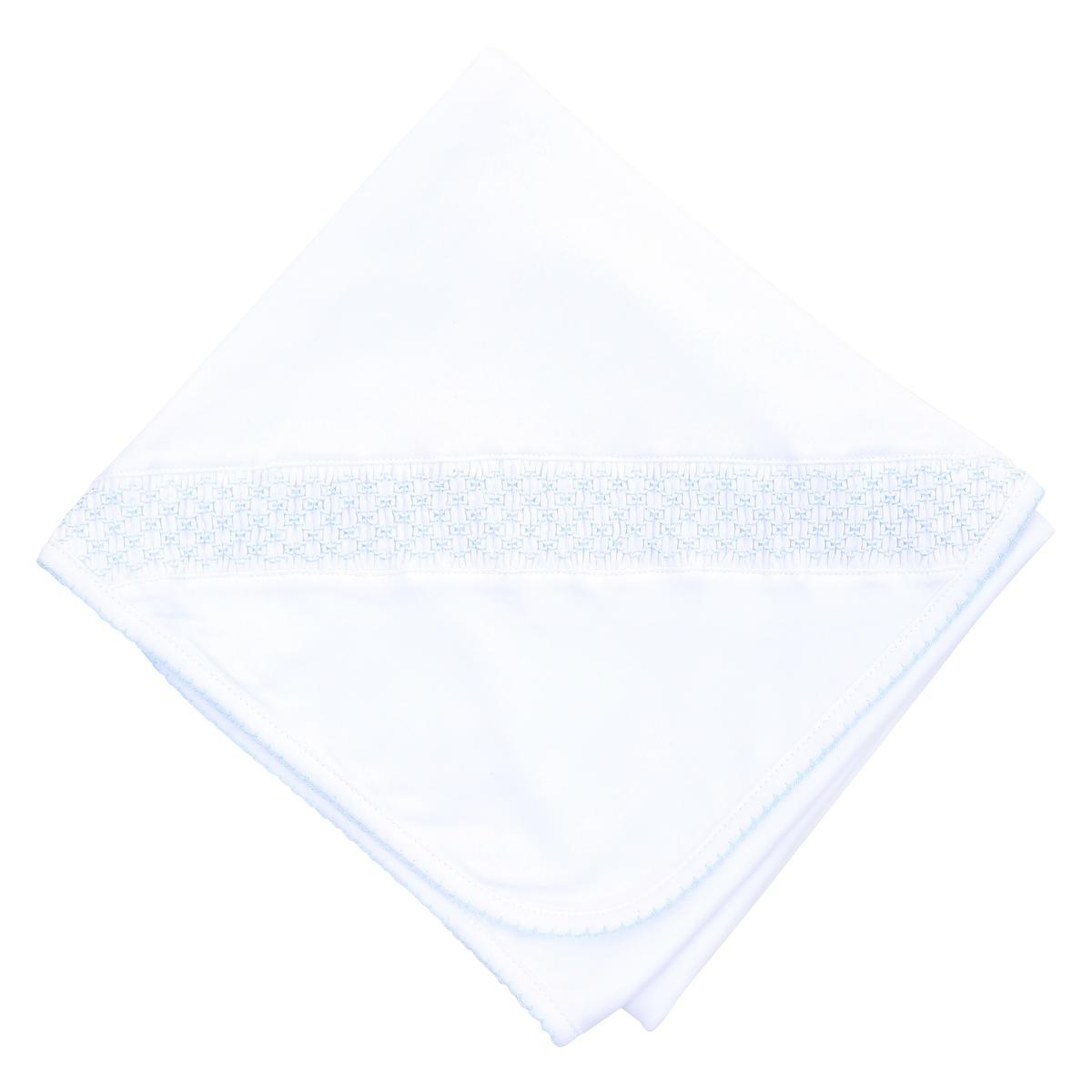 Blue Smocked Receiving Blanket