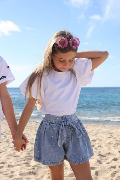 Sparkle Bow Denim Short