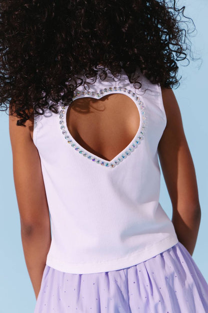 White Crystal Heart Tank
