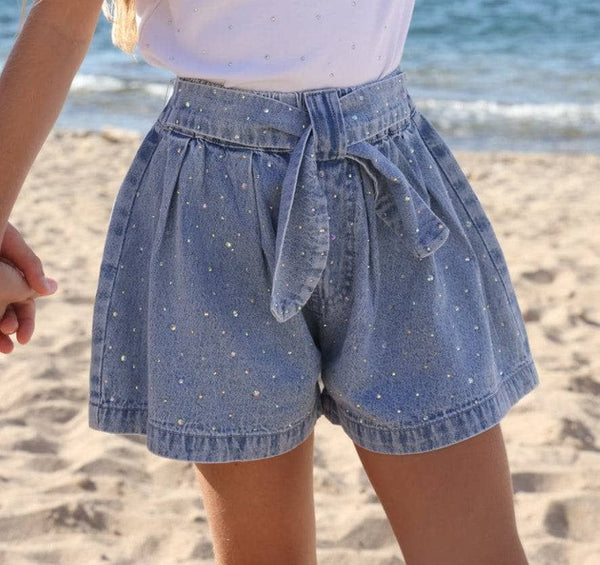 Sparkle Bow Denim Short
