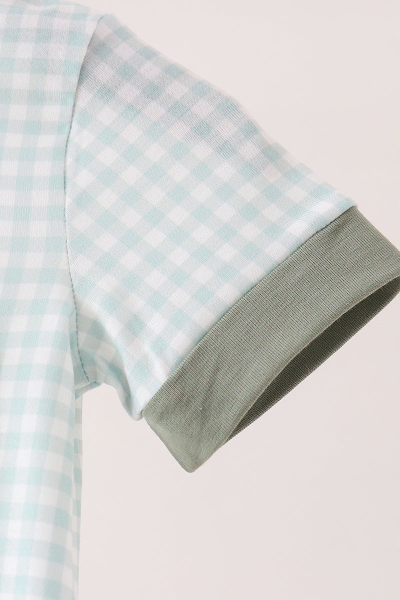 Sage Pumpkin Gingham Romper