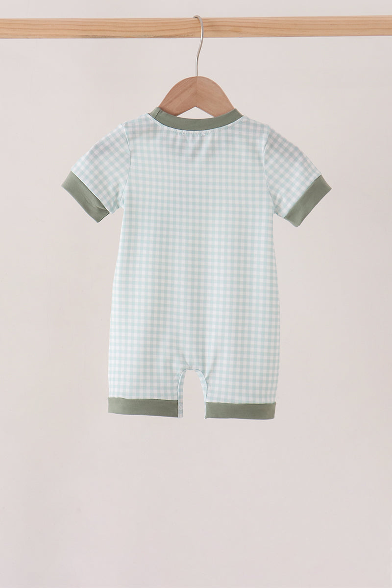 Sage Pumpkin Gingham Romper