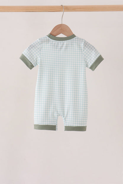 Sage Pumpkin Gingham Romper