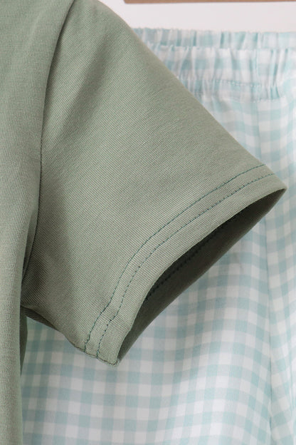 Sage Pumpkin Gingham Shorts Set