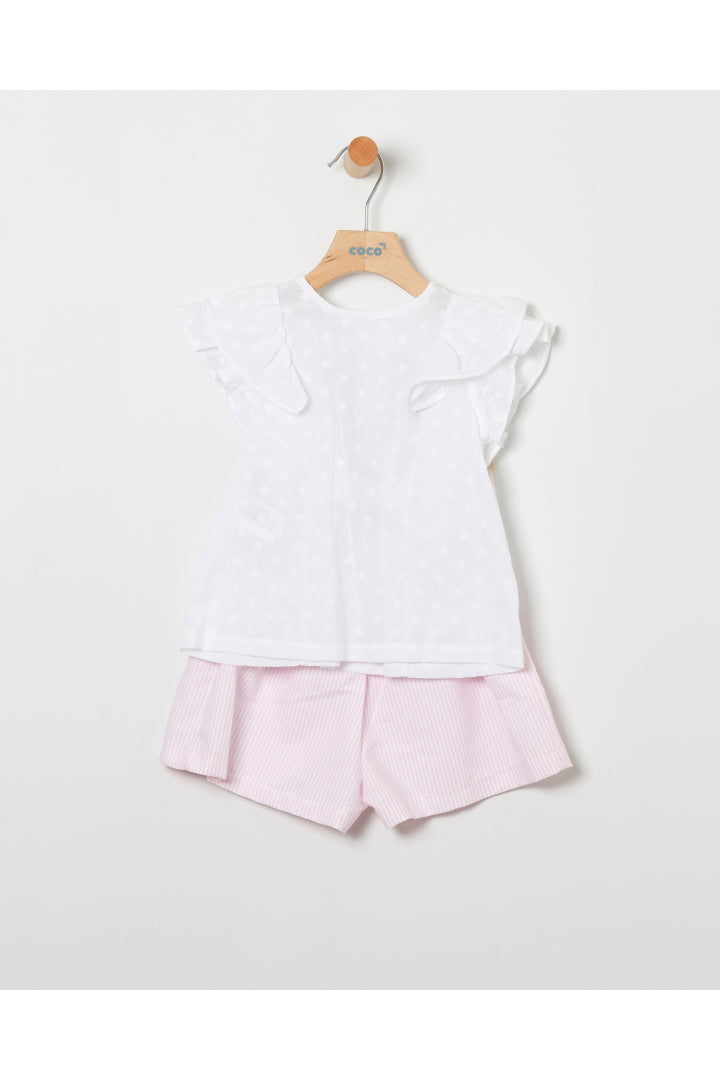 Cristina Pink Striped  Eyelet Set