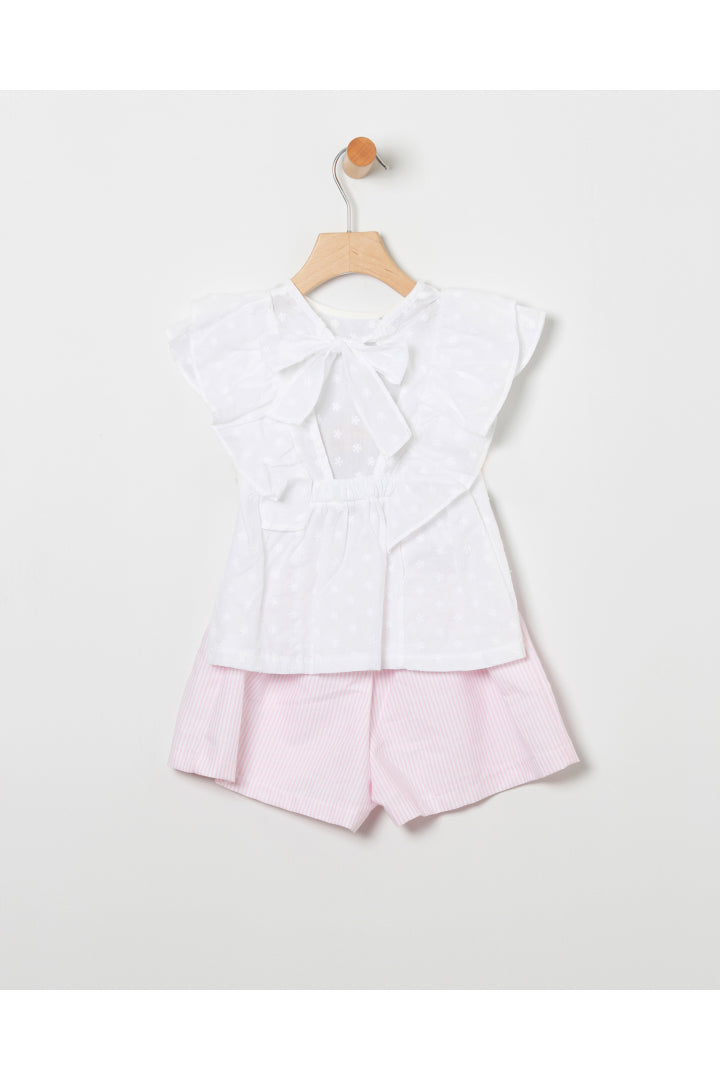 Cristina Pink Striped  Eyelet Set