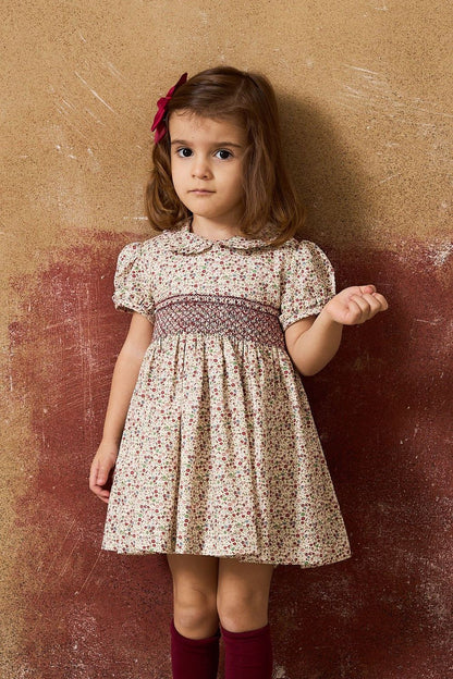 Red Flowers Handsmocked Dress