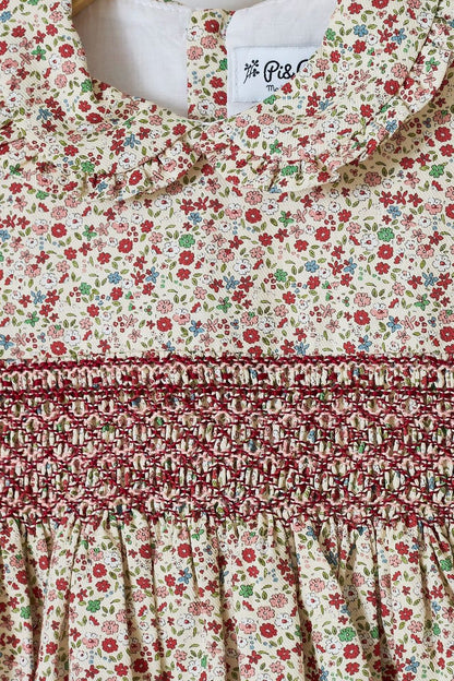 Red Flowers Handsmocked Dress