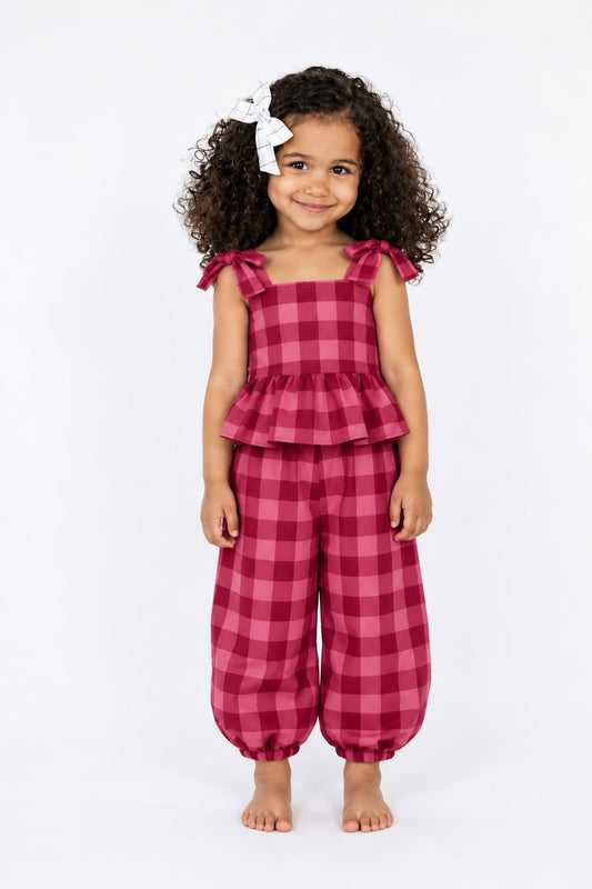 Festive Gingham Balloon Pant Set- Pre Order Estimated Shipping November 14