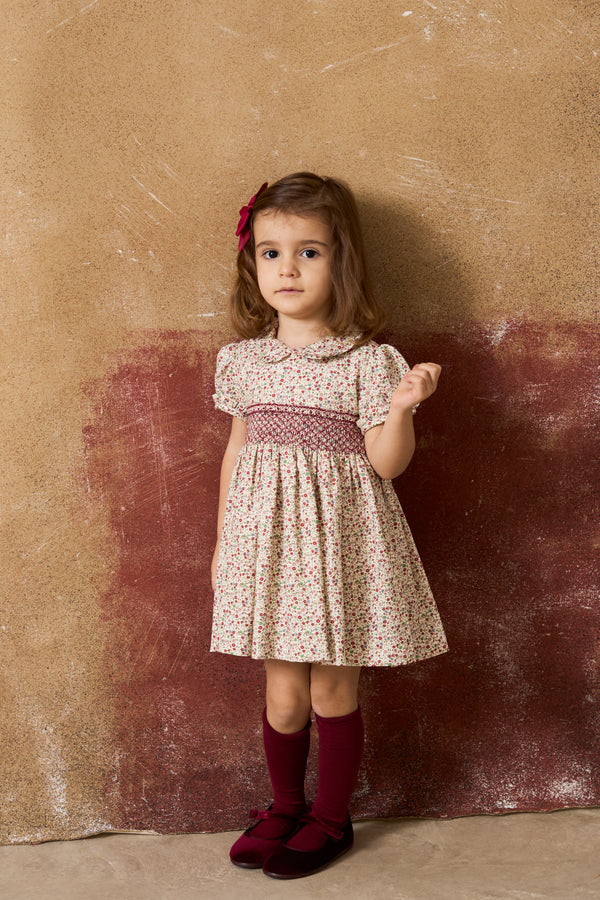 Red Flowers Handsmocked Dress
