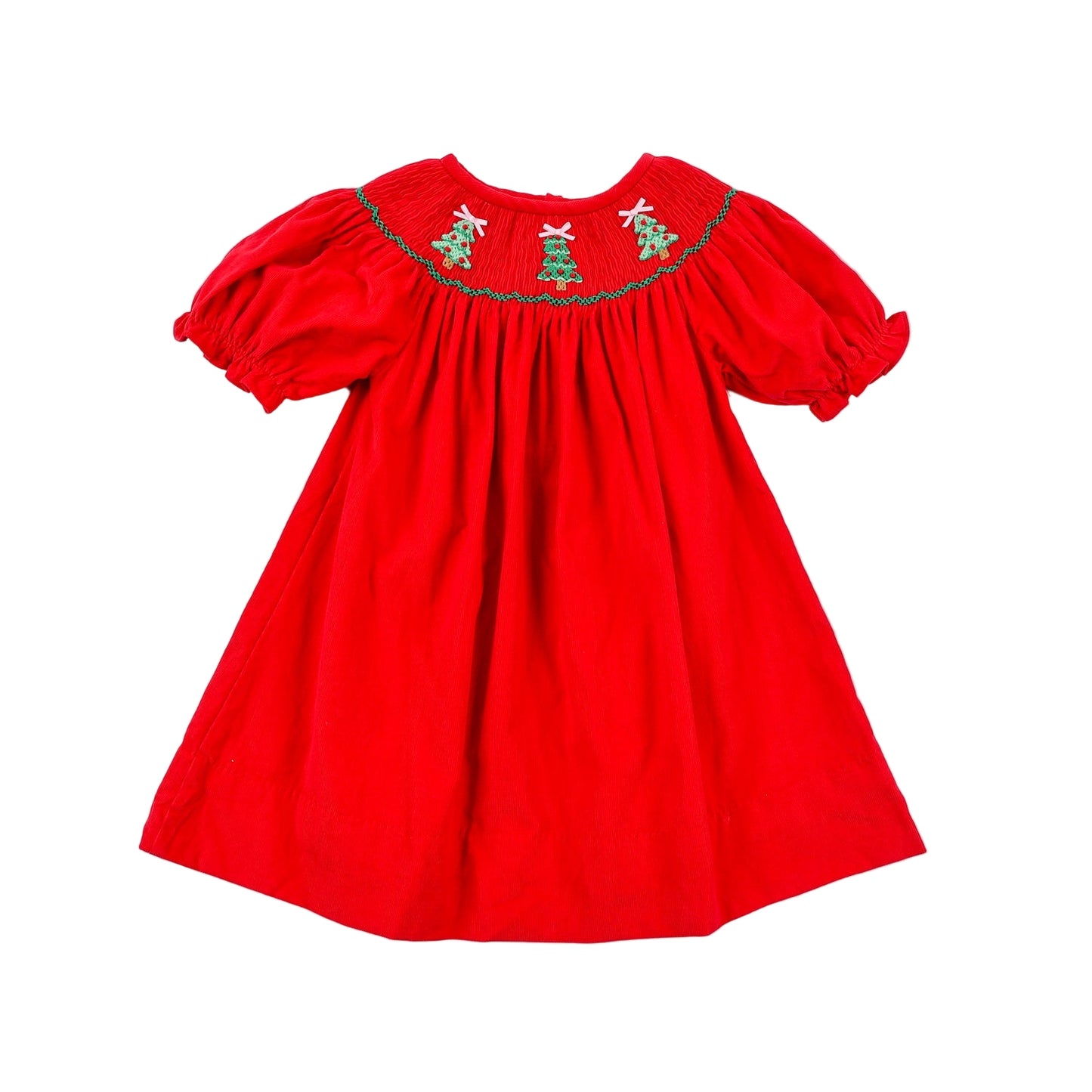 Red Christmas Tree Smocked Dress (PRE ORDER)
