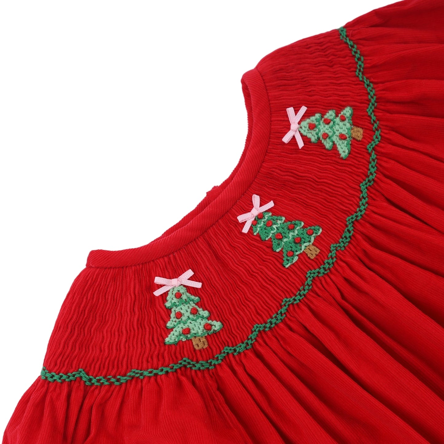 Red Christmas Tree Smocked Dress (PRE ORDER)