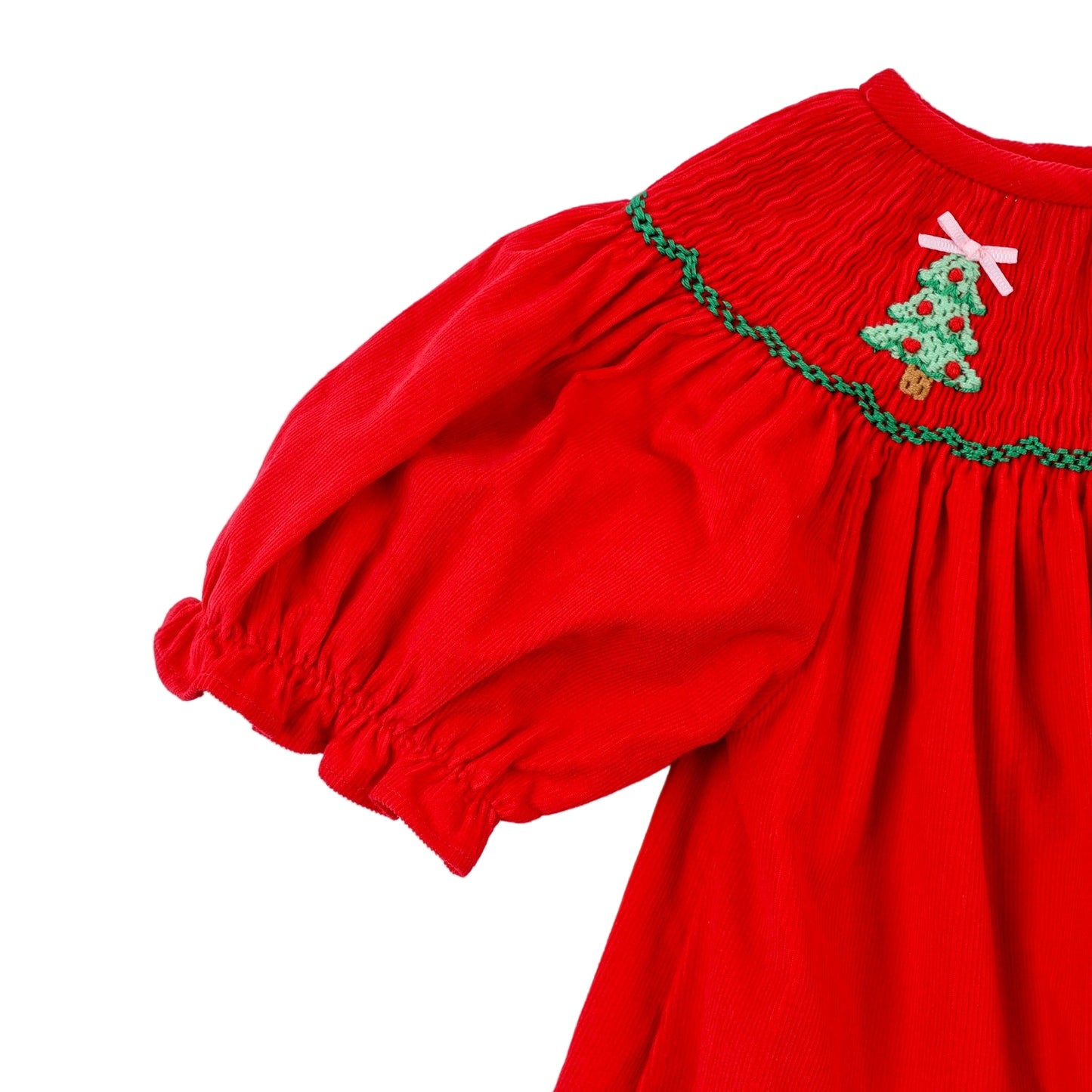 Red Christmas Tree Smocked Dress (PRE ORDER)