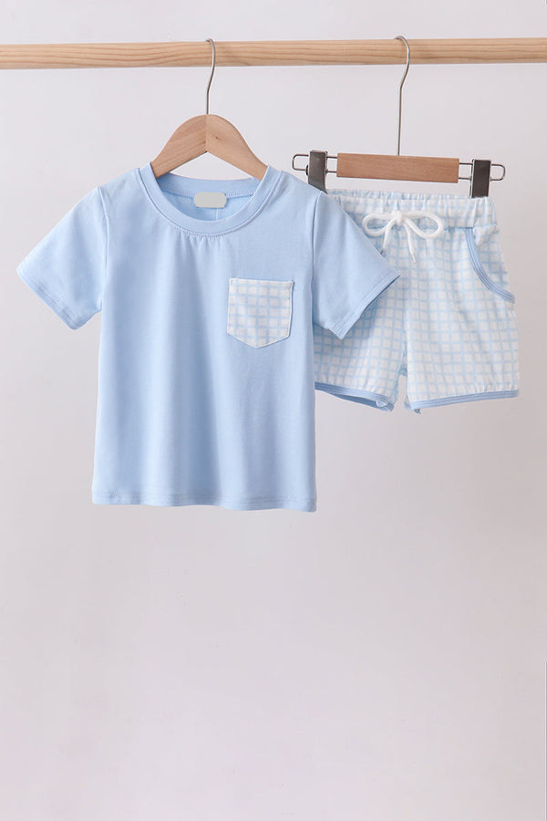 Blue Plaid Short Set