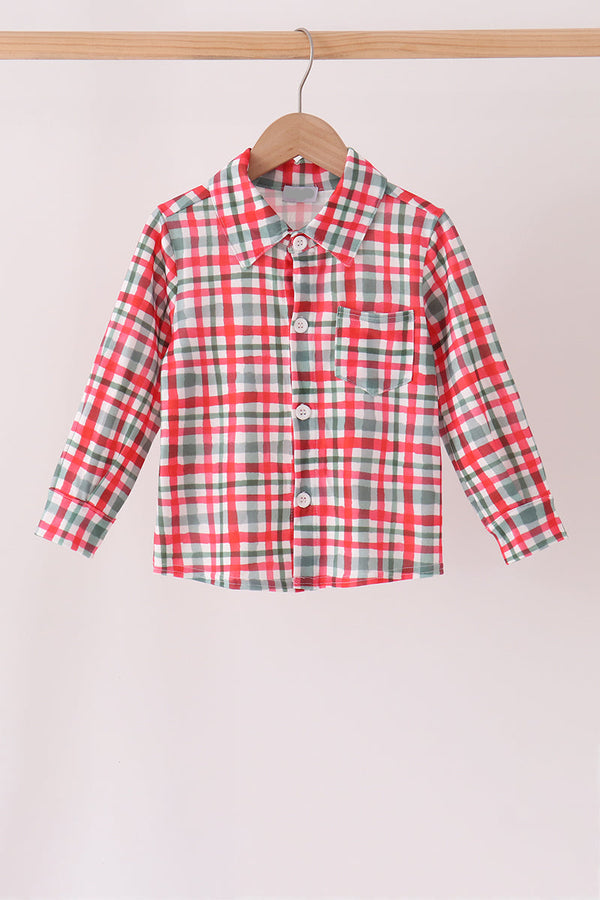Red Plaid Button Down Shirt