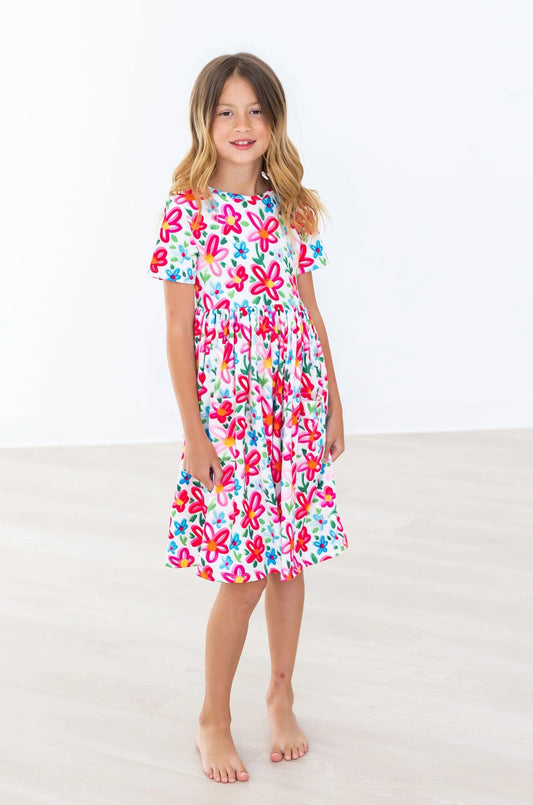 Neon Floral Twirl Dress