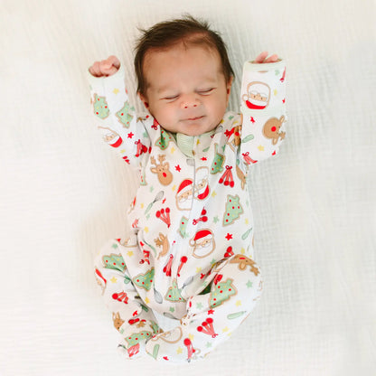 Festive Treats Pima Cotton Zipper Footie- 12 months