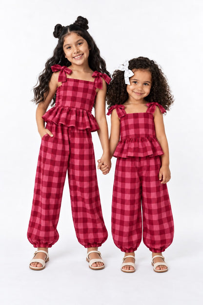 Festive Gingham Balloon Pant Set- Pre Order Estimated Shipping November 14